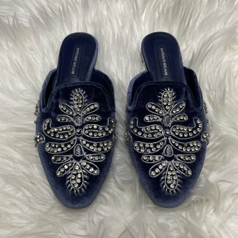 ANTONIO MELANI Blue Satin, Glitzy & Glam Slippers - Picture 2 of 5